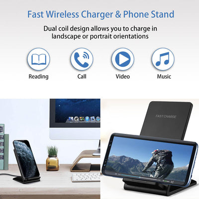 15W Max Qi-Certified Fast Wireless Charging Stand for Galaxy S20+ 10 9 Note 10 9