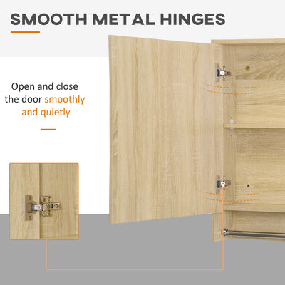 Bathroom Cabinet Mirrored Door Wall Mounted W/ Tower Bar Storage Natural