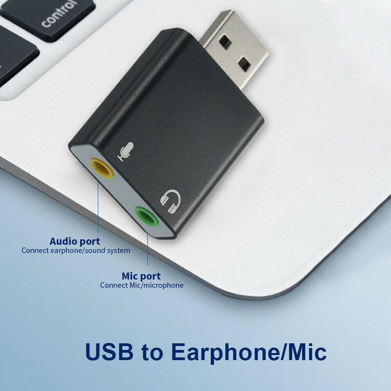 External 7.1 Channel USB 2.0 Sound Card 3.5mm Earphone Adapter Laptop K