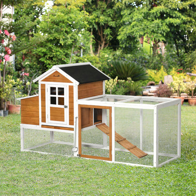 76&quot; Wooden Chicken Coop with Safe Non-Polluting Materials, Poultry Cage 196393071106