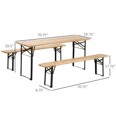 6 ft 3 Piece Portable Camping Table Set for Backyard, Parties and Barbecues