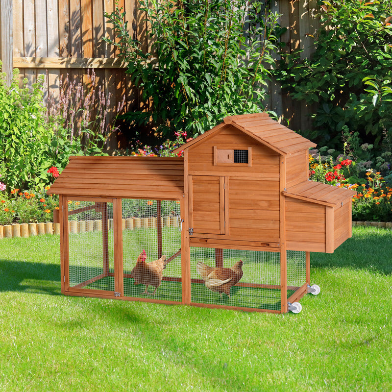 Deluxe Backyard Wood Poultry Chicken Coop Hen House Hutch Nesting Box w/Wheels