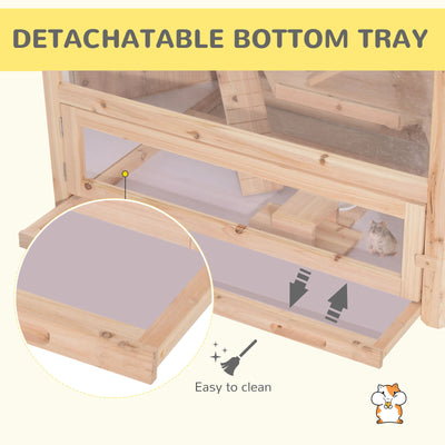 Multilevel Wood Small Aminal Hideout and Activity Center with Glass Viewing 842525185455