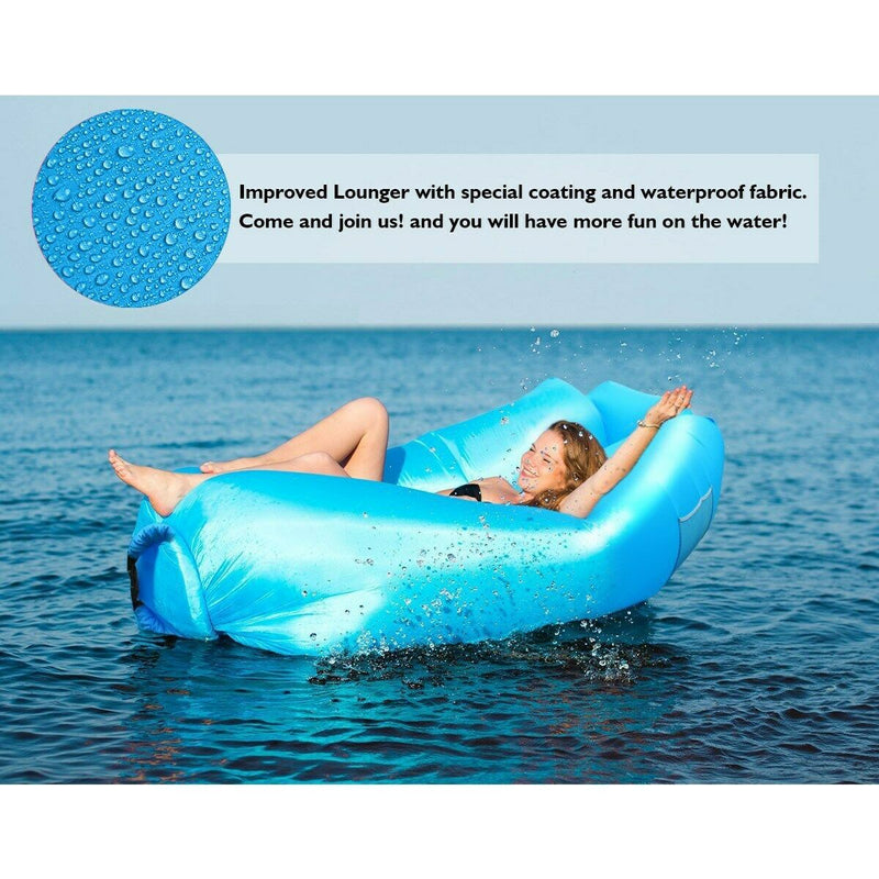 Inflatable Lounger Sofa Bed with Travel Bag Pouch for Travel, Camping, Picnics