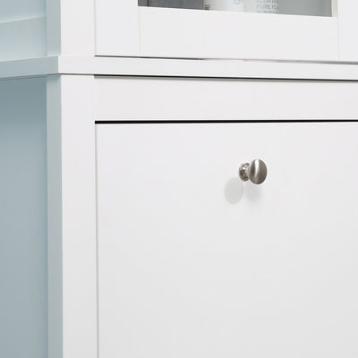 kleankin Freestanding Bathroom Cabinet with Tempered Glass Door and 2 Drawers