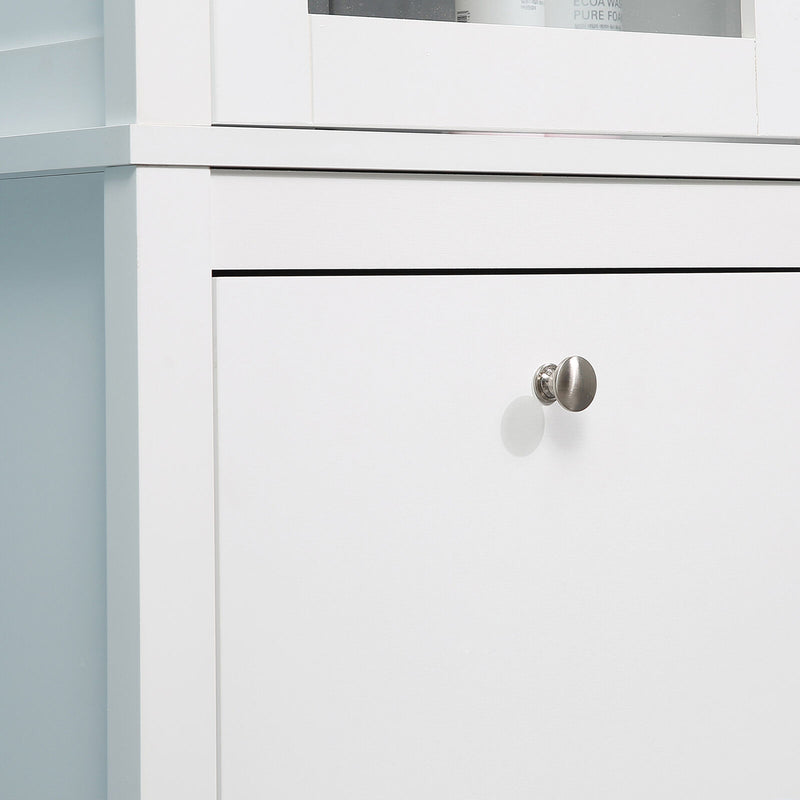 kleankin Freestanding Bathroom Cabinet with Tempered Glass Door and 2 Drawers