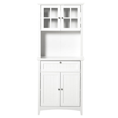 HOMCOM Kitchen Storage Buffet w/ Microwave Hutch Drawer for Dining Room, White