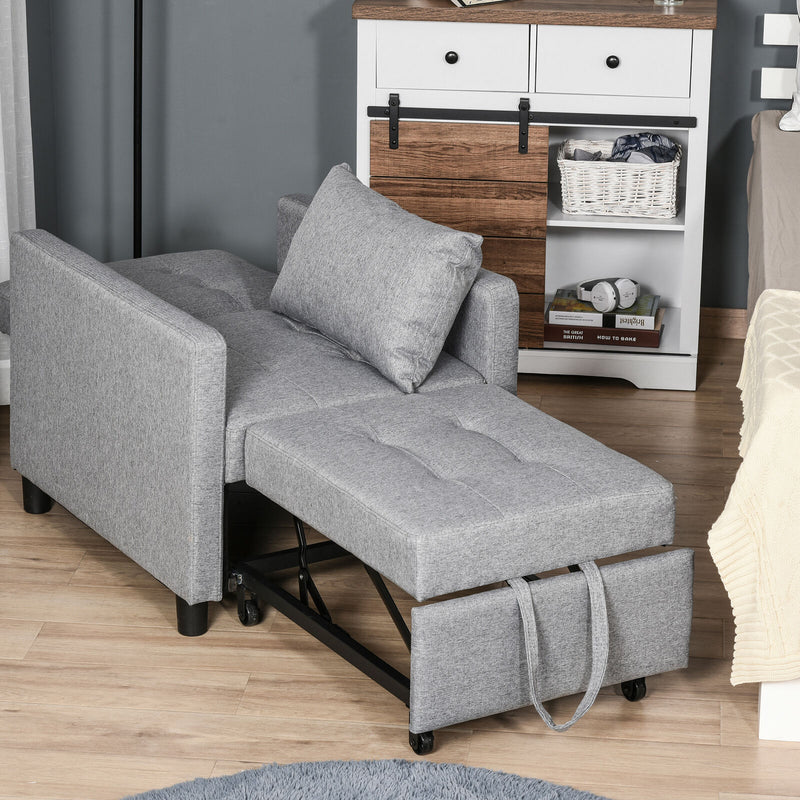 Recliner Sofa Sleeper Chair with 3 Adjustable Backrest Angles and 4 Wheels