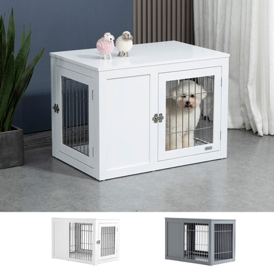 Furniture Style Dog Crate End Table, w/ Double Doors for Small &amp; Medium Dogs