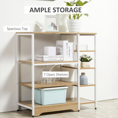 HOMCOM Storage Shelf Multi-Tier Bookcase Utility Display Rack Kitchen, Garage