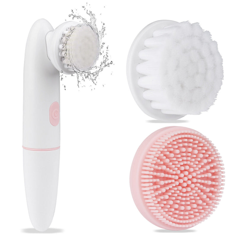 IPX6 Waterproof Sonic Facial Cleansing Brush- 2 Speed Modes, 2 Brush Heads, Base