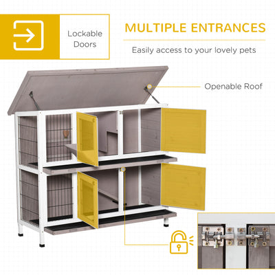Indoor or Outdoor Rabbit Hutch with Quick on-the-Go Feeding, Wood Rabbit Cage 196393071083