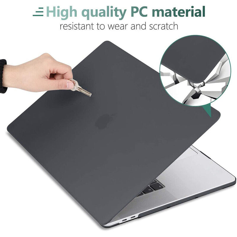 Black Rubberized Plastic Case+Keyboard Cover+HD Film for MacBook Pro 15.4" A1990