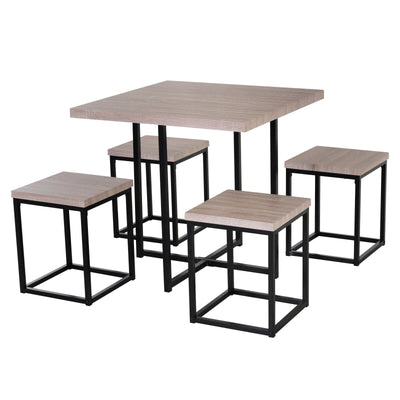 Compact 5pc Kitchen Dining Set Wood Bar Table Chair Home Space Saving Furniture