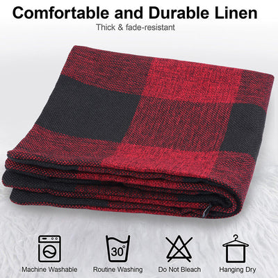 Set of 2 Cotton Linen Classic Red&Black Check Buffalo Plaids Throw Pillow Cases