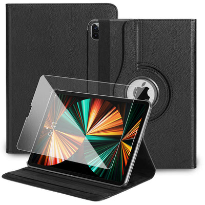 For 2021 iPad Pro 12.9" 5th M1 Smart Folio Leather Case with HD Tempered Glass