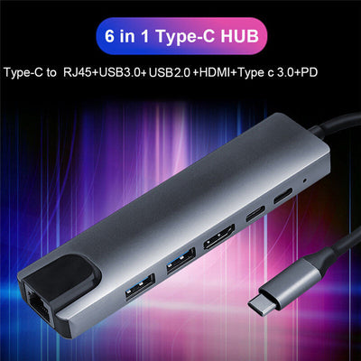 3/5/6/7/8in 1 Type C Hub to USB 3.0 HDMI PD Adapter Docking Station for MacBook