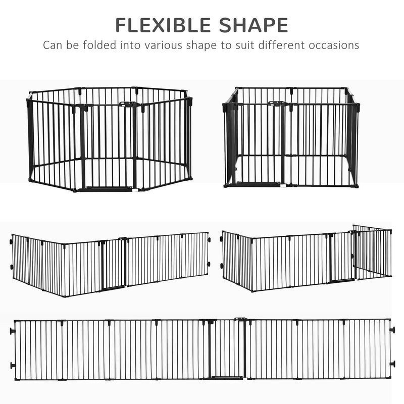 Pet Safety Gate 8-Panel Playpen Fireplace Christmas Tree Fence Stair Barrier