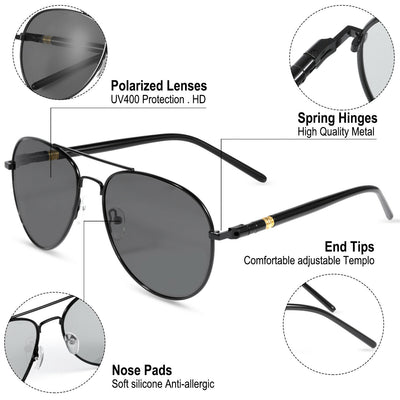 Classic Polarized Ultra Lightweight Aviator Sunglasses - 100% UV Protection CA