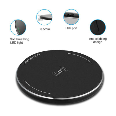 10W Max Fast Safety Qi-Certified Wireless Charger for Samsung Apple Sony HTC LG