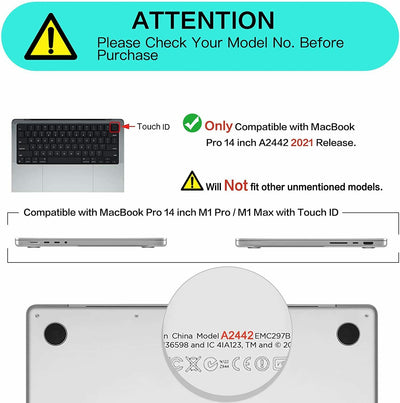 For MacBook Pro 14" 2021 [Matte Black] Hard Case&Keyboard Cover&Screen Protector