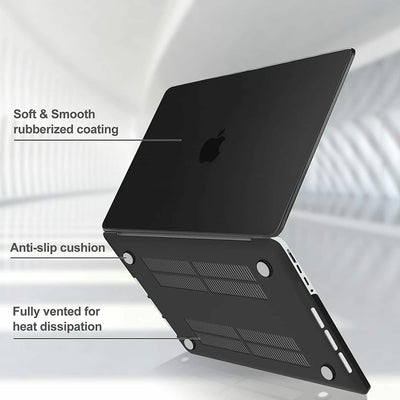 FOR MacBook Pro 14" 16" M1 Max Fully Vented Hard Shell Case Cover, Frosted Black