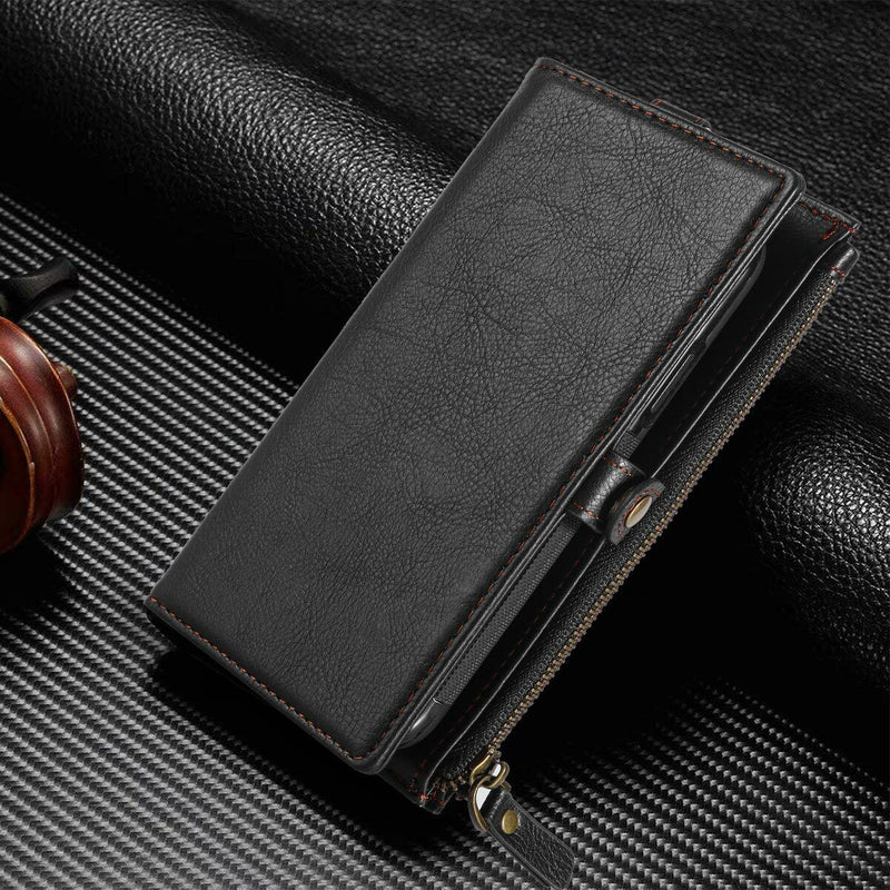 Vintage Leather Wallet Case & 2.5D HD Tempered Glass for Galaxy S10 S10+ S10e