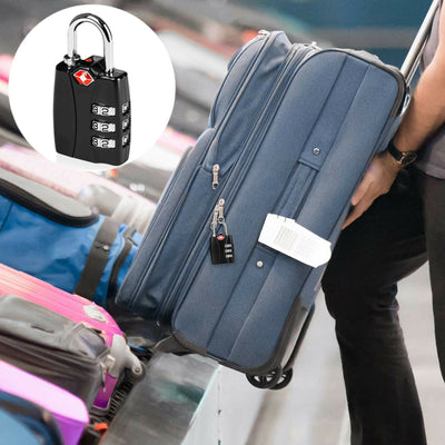 TSA Luggage Locks - 3 Digit Combination Steel Padlocks for Suitcases & Baggage