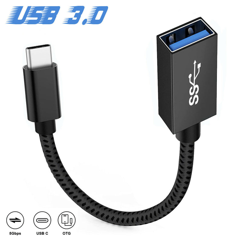 [Super High-Speed 5Gbps] Type-C to USB 3.0 OTG Cable Male-Female Adapter, Black