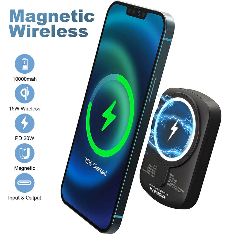 [10000mAh] Battery Pack Magnetic 15W Wireless Power Bank for iPhone 12 / 13 Pro