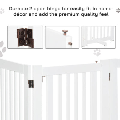 Free Standing Wood Pet Gate Indoor Dog Barrier 3 Panel Folding Z Shape Doorway