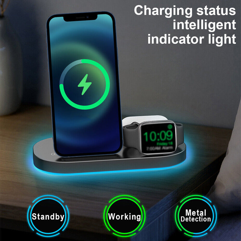 3 in 1 15W Fast Charging Pad Dock for Apple iPhone/iWatch Series, Samsung Galaxy