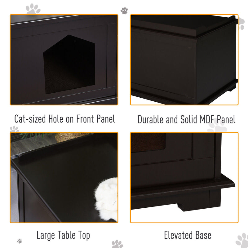 Wooden Cat Litter Box Covered Mess Free End Table Hideaway Cabinet 5056399111372