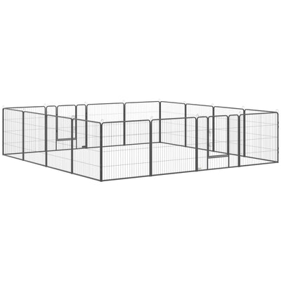 16 Panels Pet Playpen, 31.5" Heavy-Duty Dog Fence DIY Design w/ Doors, Latch