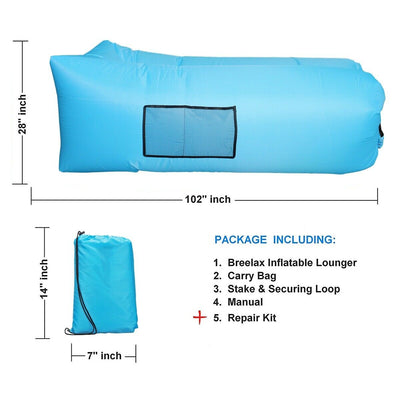 Inflatable Lounger Sofa Bed with Travel Bag Pouch for Travel, Camping, Picnics