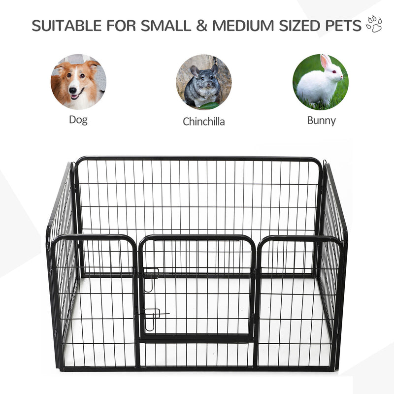 50" 4 Panel Black Pet Playpen  Heavy Duty Puppy Cat Dog Pen Large Iron