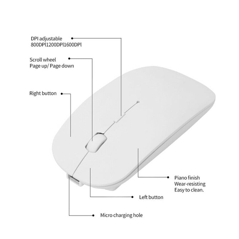 Rechargeable Bluetooth Wireless Mouse, Dual Mode(Bluetooth 5.0 & 2.4G Wireless)