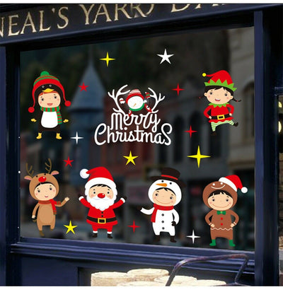 Christmas Removable PVC Window Decals Stickers w/ Xmas Cartoon Pattern [4 style]