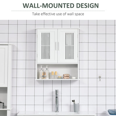 kleankin Wall Mount Bathroom Cabinet, Storage Organizer w/ Cabinet Shelf, White