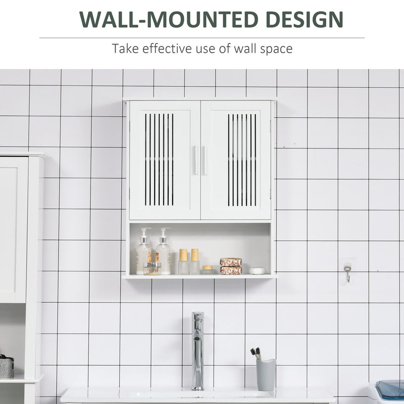 kleankin Wall Mount Bathroom Cabinet, Storage Organizer w/ Cabinet Shelf, White