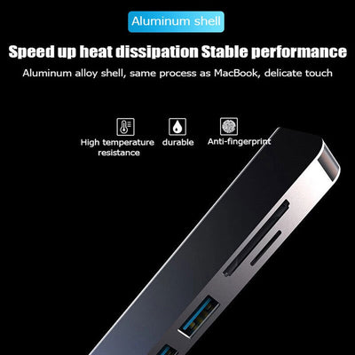 3/5/6/7/8in 1 Type C Hub to USB 3.0 HDMI PD Adapter Docking Station for MacBook