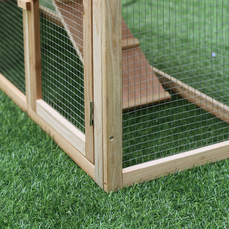 Big Rabbit Cage W/ Double Ramp, Weatherproof Wood Rabbit Hutch, Natural 842525143639