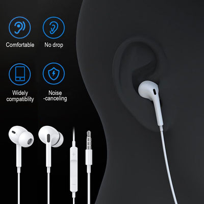 3.5mm Jack HD Stereo Wired Headphones for iPhone 5S SE 6 6S, Galaxy S6 S7 S8 S9