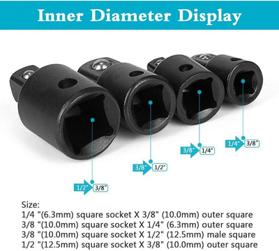 12pcs Hex Shank 1/4&quot;, 3/8&quot;, 1/2&quot; Drill Socket Adapter Bit Set Extension Drive