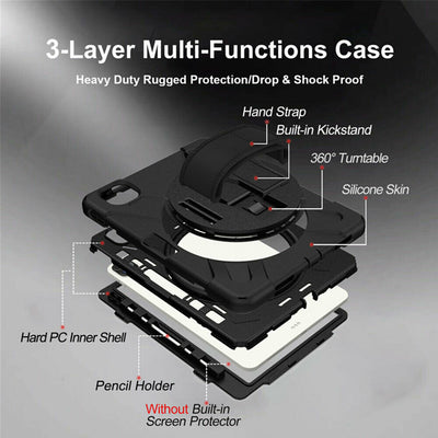 For iPad 7th 10.2, Air3, Pro 12.9" 2020 360 Heavy Duty Rugged Shockproof Case CA