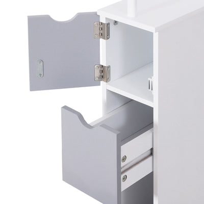 HOMCOM Storage Bathroom Cabinet Scrolled Cupboard Space Saving Open Shelves