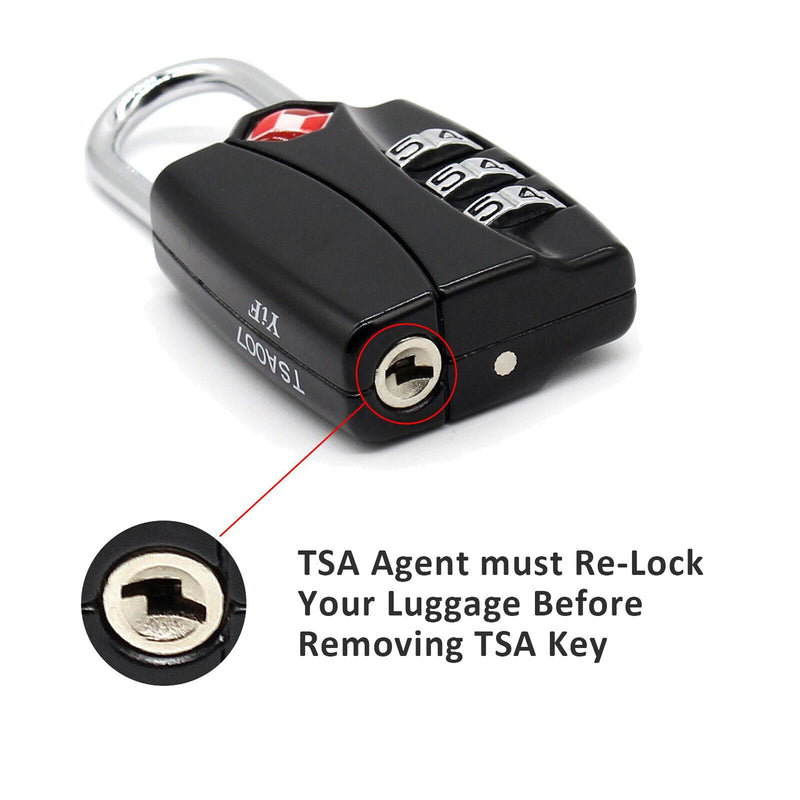 TSA Luggage Locks - 3 Digit Combination Steel Padlocks for Suitcases & Baggage