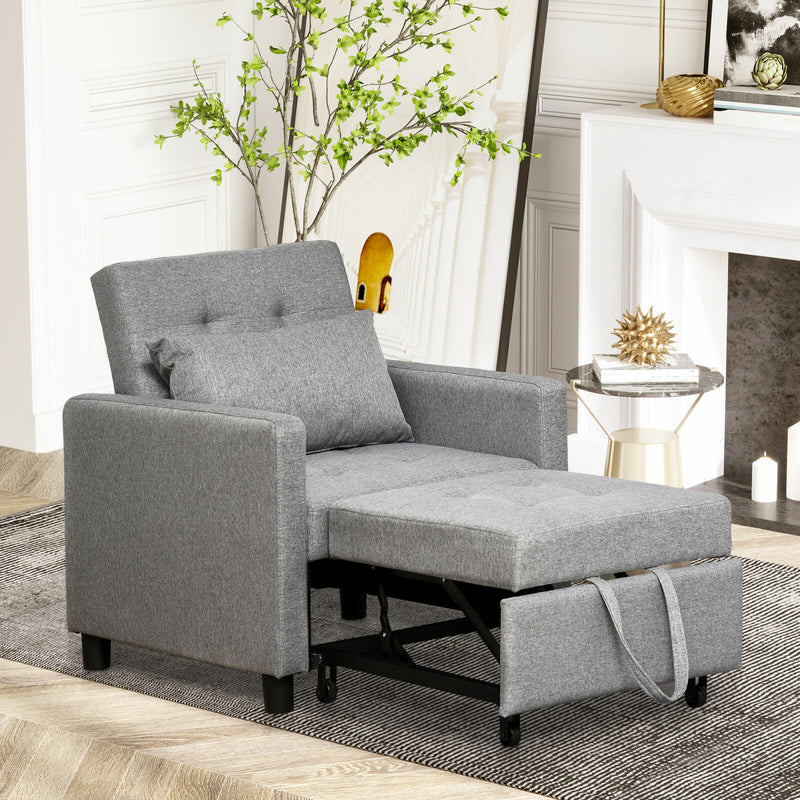 Recliner Sofa Sleeper Chair with 3 Adjustable Backrest Angles and 4 Wheels