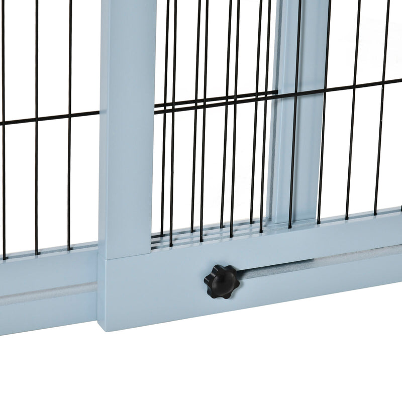 72&quot; Extra Wide Freestanding Pets Gate, No-Mount Adjustable Barrier, Blue-grey 196393066614