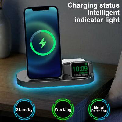 3 IN 1 Wireless Charging Station Qi 15W for iPhone 12/11/Xs/XR/8,iWatch SE/6/5/4